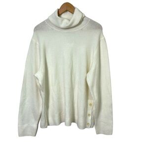 NEW NWT J.CREW Ivory turtle neck cowl neck wool blend sweater size XL